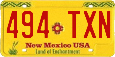 NM license plate 494TXN