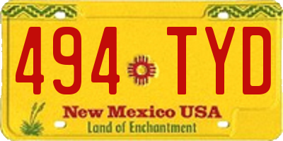 NM license plate 494TYD