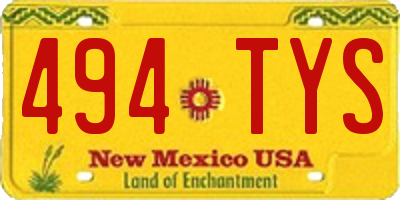 NM license plate 494TYS