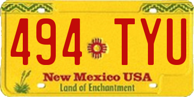 NM license plate 494TYU