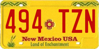 NM license plate 494TZN