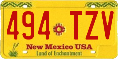 NM license plate 494TZV