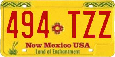 NM license plate 494TZZ