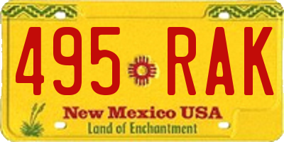 NM license plate 495RAK