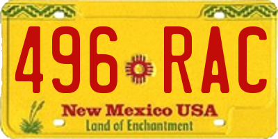 NM license plate 496RAC