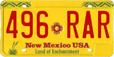 NM license plate 496RAR