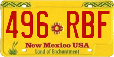 NM license plate 496RBF