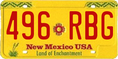 NM license plate 496RBG