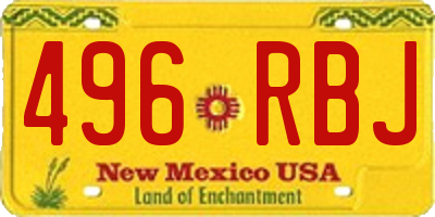 NM license plate 496RBJ