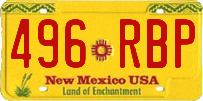 NM license plate 496RBP