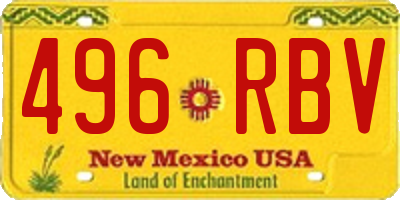 NM license plate 496RBV