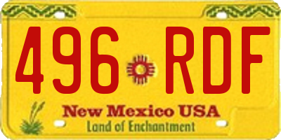 NM license plate 496RDF