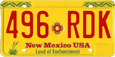 NM license plate 496RDK