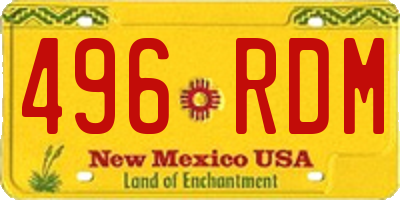 NM license plate 496RDM