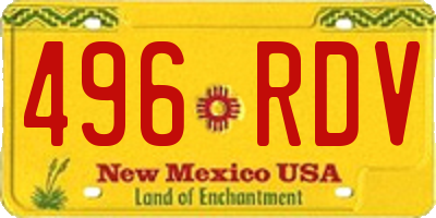 NM license plate 496RDV
