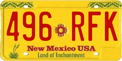 NM license plate 496RFK