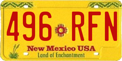 NM license plate 496RFN