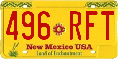 NM license plate 496RFT