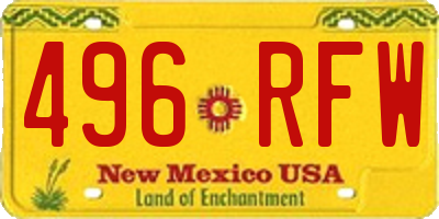 NM license plate 496RFW