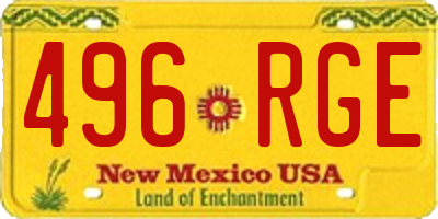 NM license plate 496RGE
