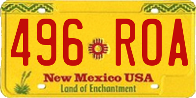 NM license plate 496ROA