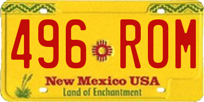 NM license plate 496ROM
