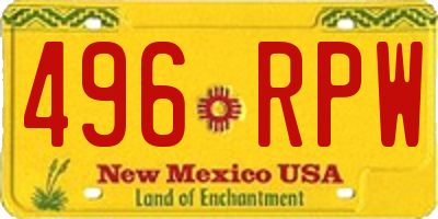 NM license plate 496RPW
