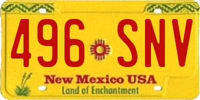 NM license plate 496SNV
