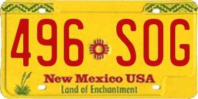 NM license plate 496SOG
