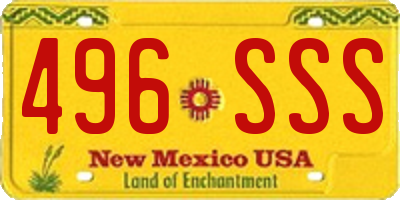 NM license plate 496SSS