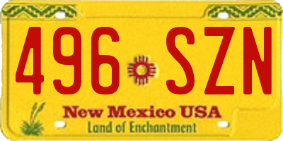 NM license plate 496SZN
