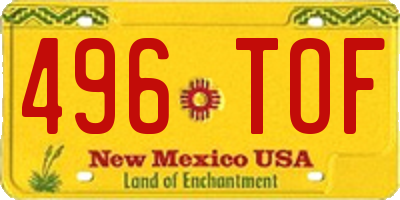 NM license plate 496TOF