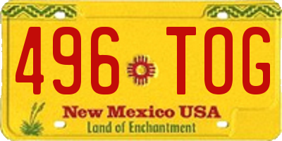 NM license plate 496TOG