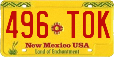 NM license plate 496TOK