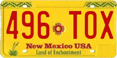 NM license plate 496TOX