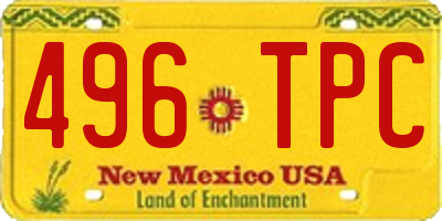 NM license plate 496TPC