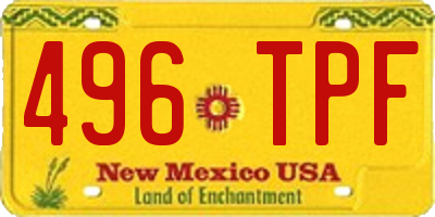 NM license plate 496TPF