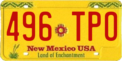 NM license plate 496TPO