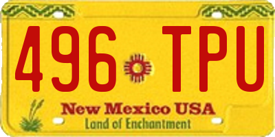 NM license plate 496TPU