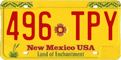 NM license plate 496TPY