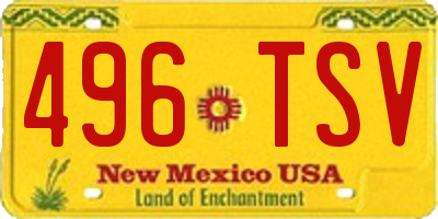 NM license plate 496TSV