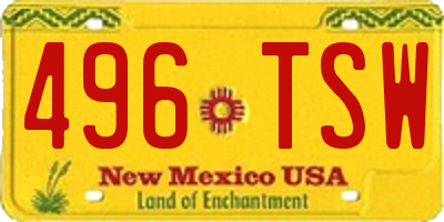 NM license plate 496TSW