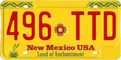 NM license plate 496TTD