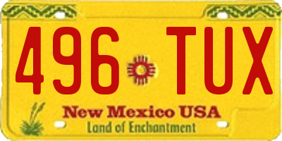 NM license plate 496TUX