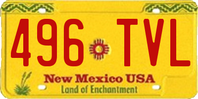 NM license plate 496TVL
