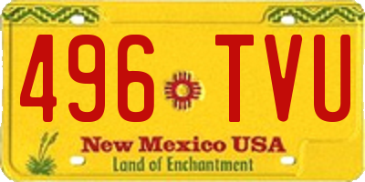 NM license plate 496TVU