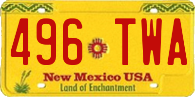 NM license plate 496TWA