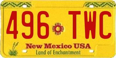 NM license plate 496TWC