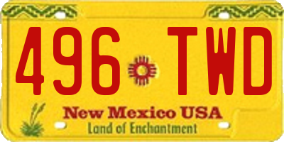 NM license plate 496TWD