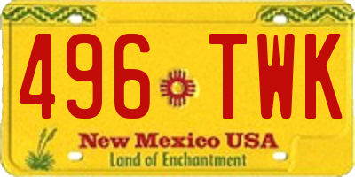 NM license plate 496TWK
